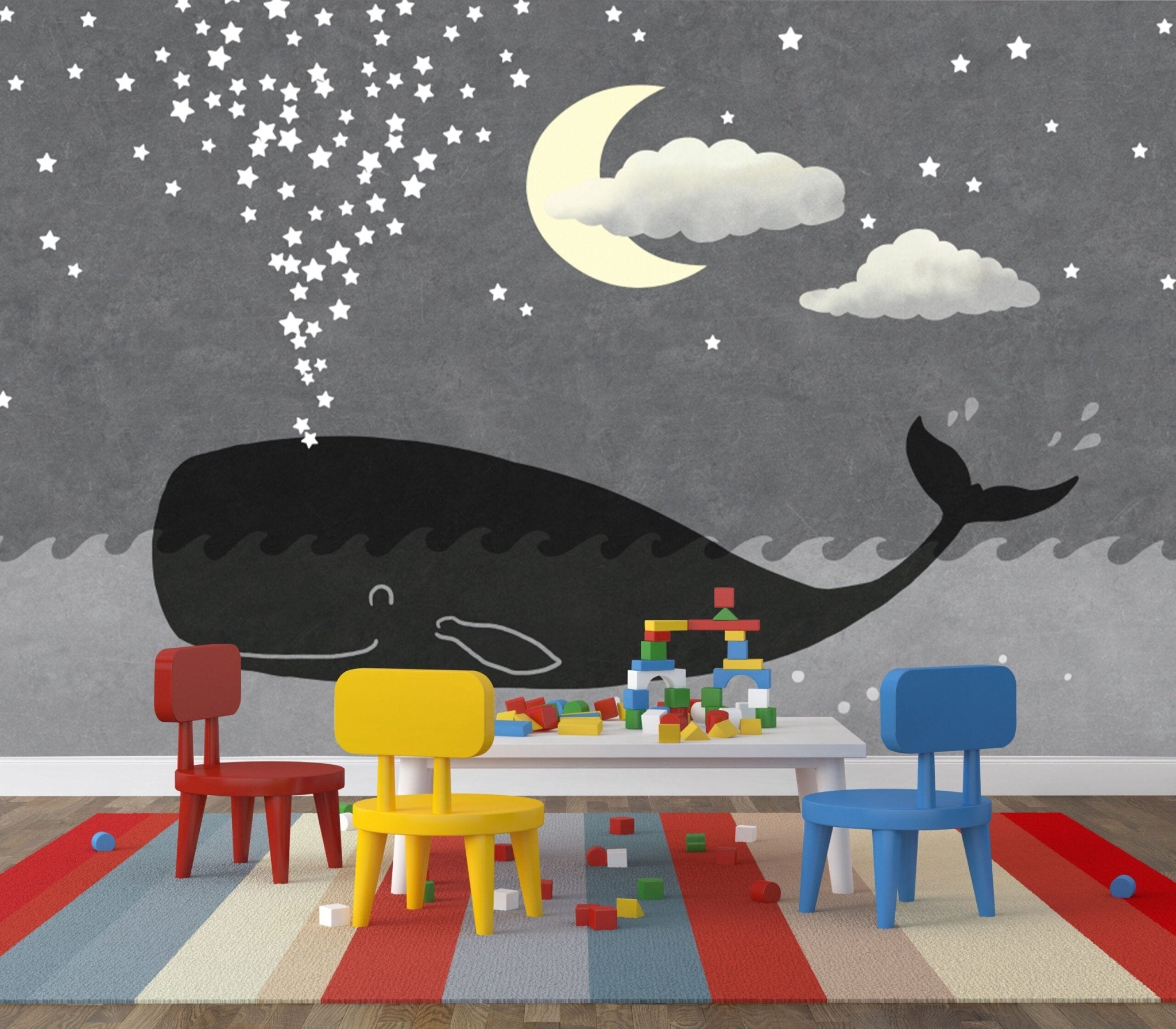 Papier peint chambre enfant baleine - Kam & Leon