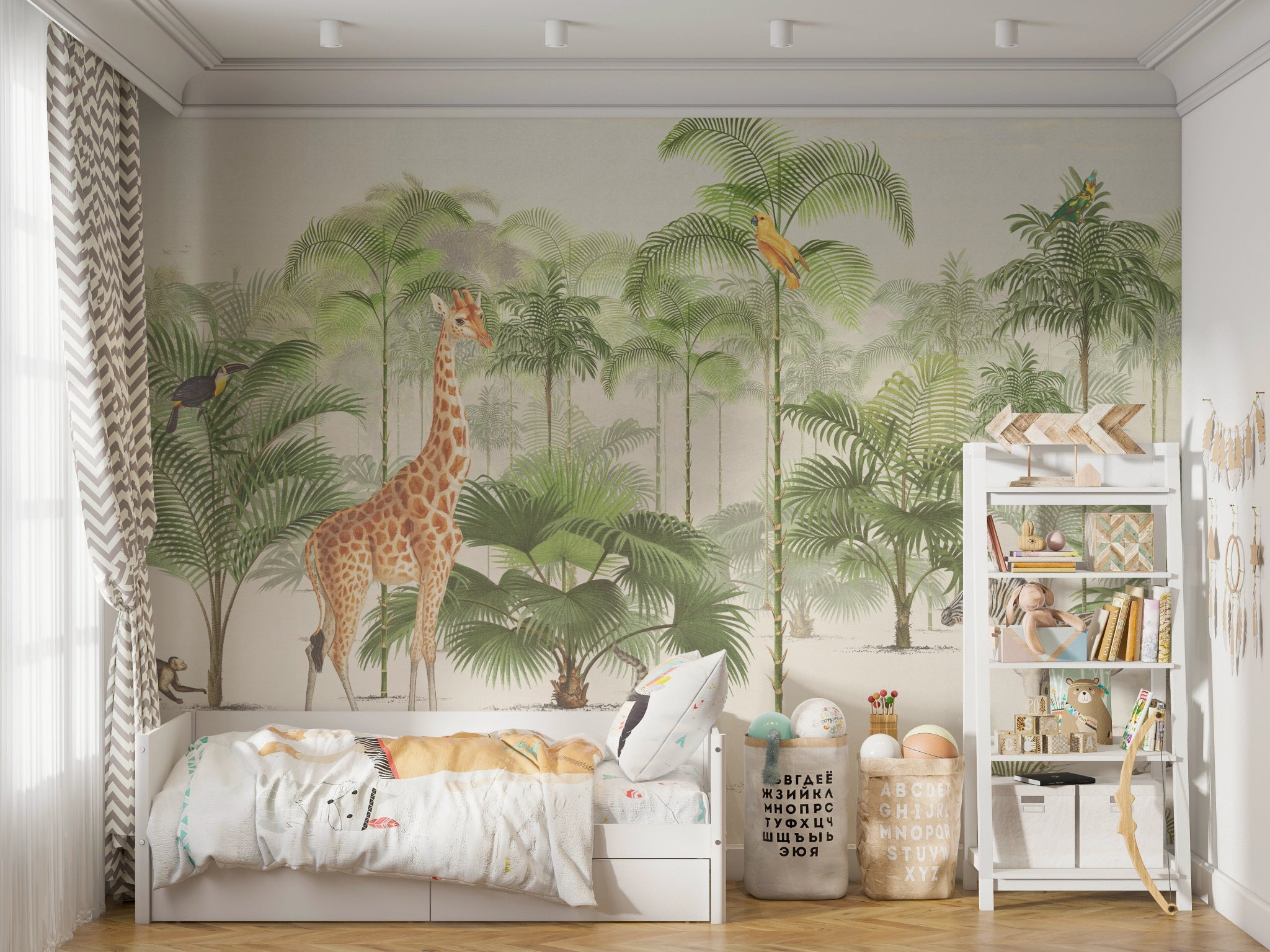 Papier Peint Girafe Chambre Enfant - Kam & Leon