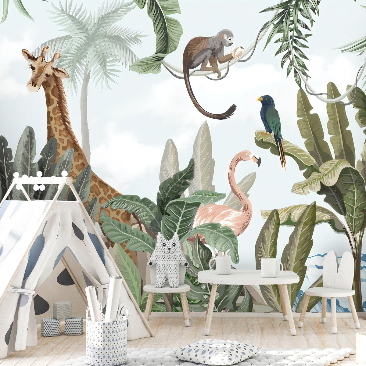 Papier peint panoramique animaux exotiques - Kam & Leon