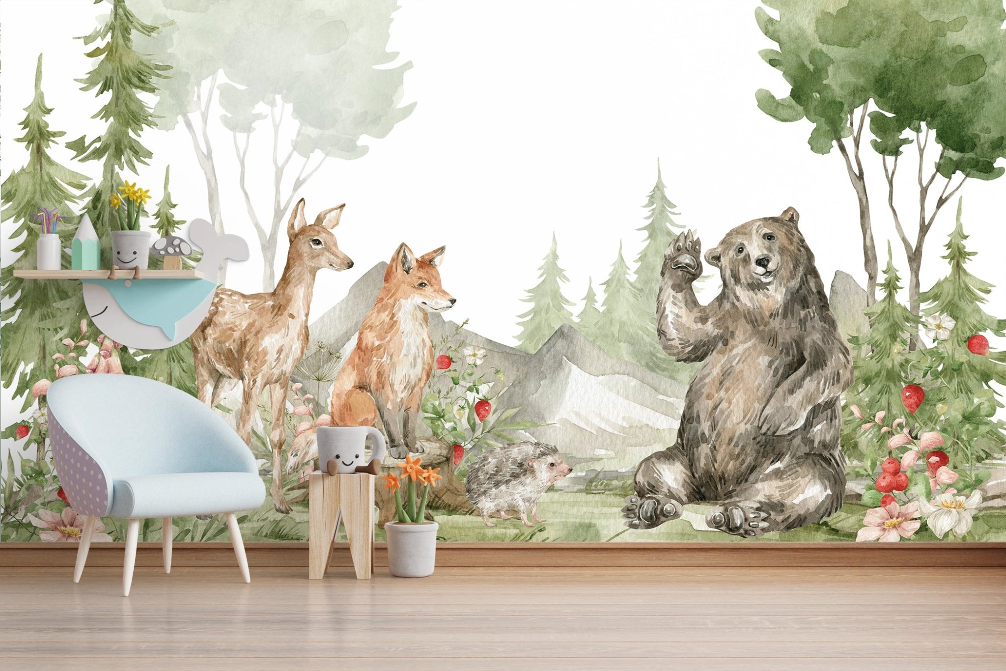 Papier peint panoramique ours et cie chambre enfant - Kam & Leon