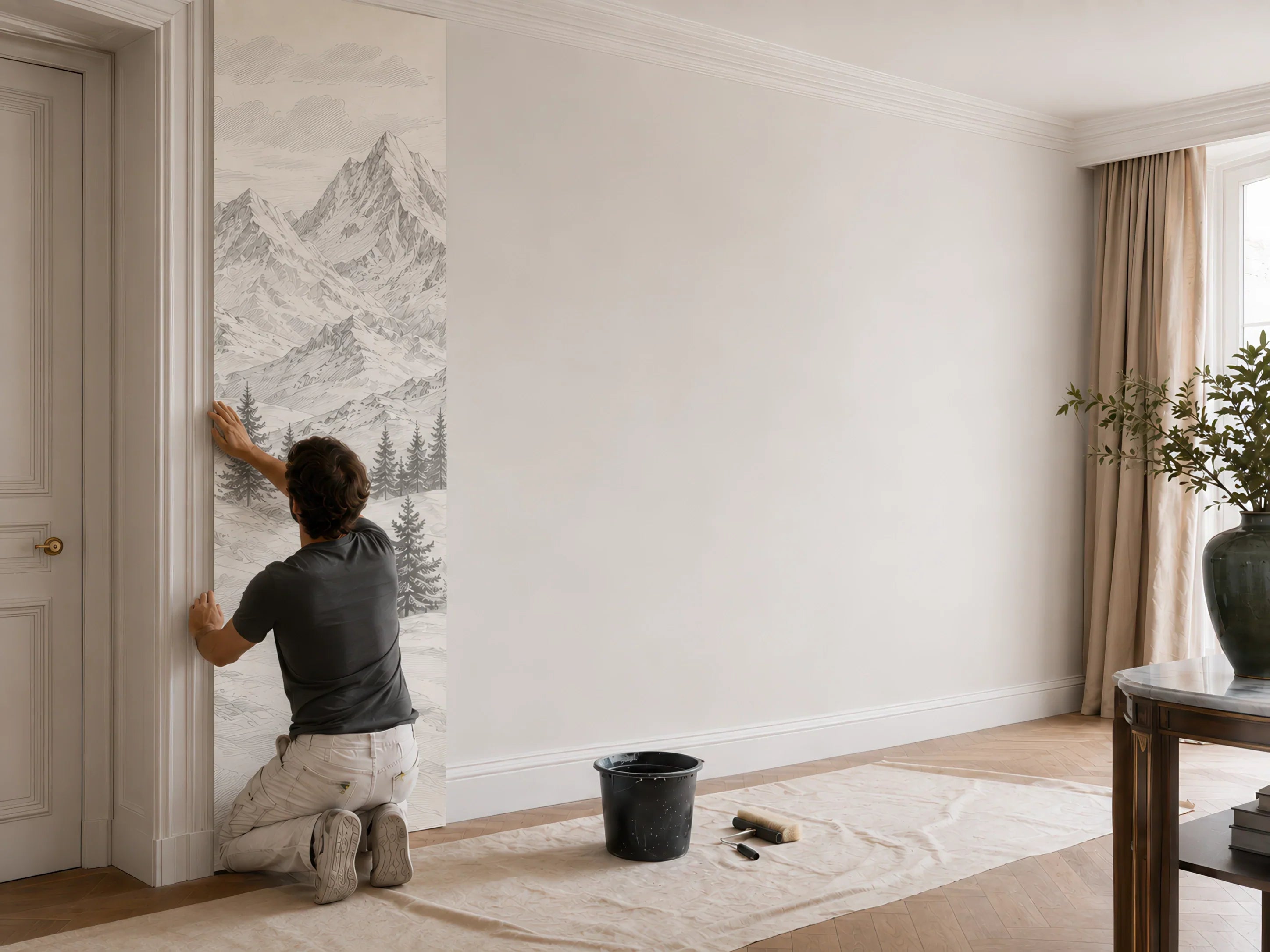 installation papier peint panoramique