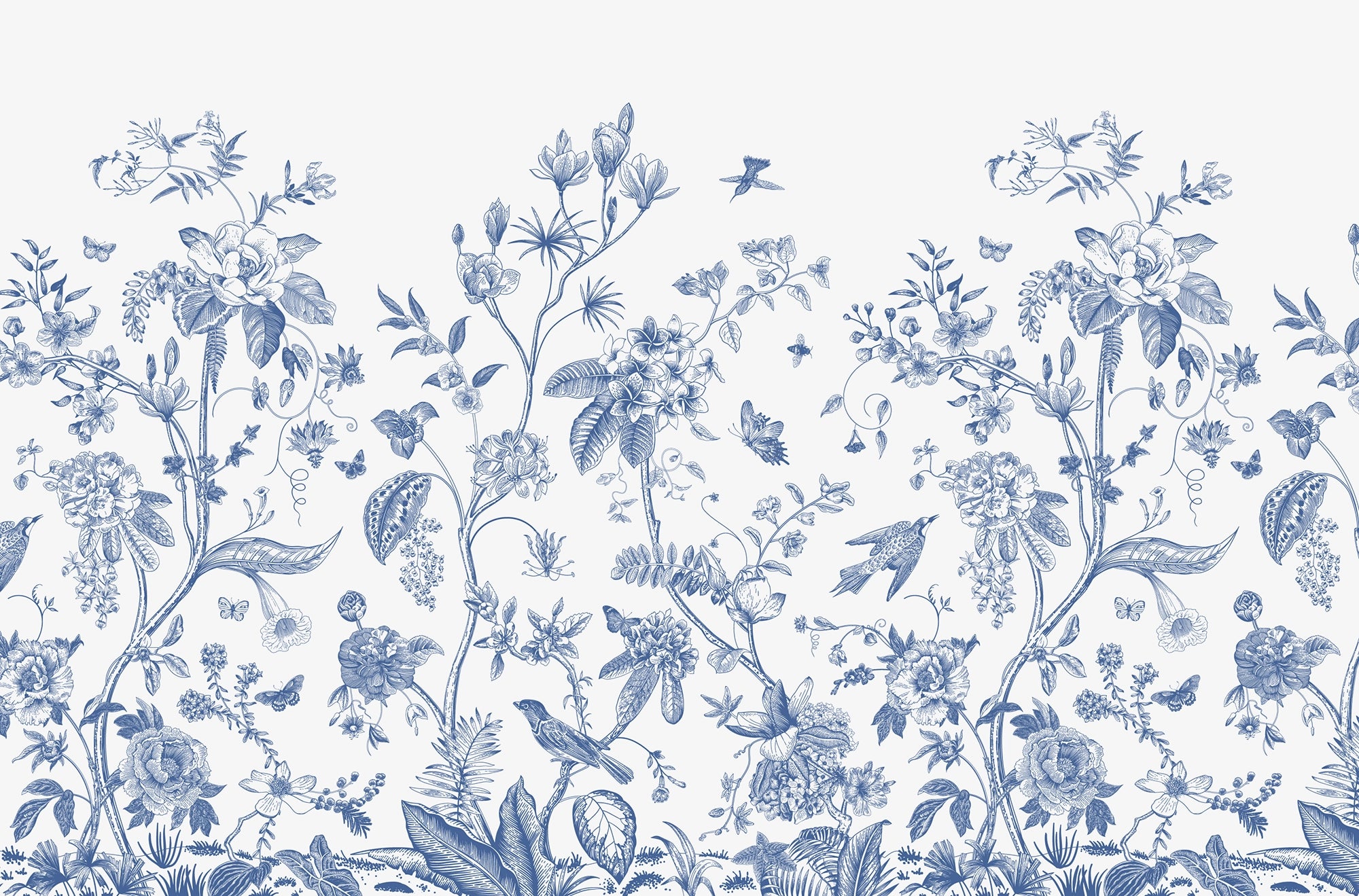 Papier Peint Floral Bleu Botanic