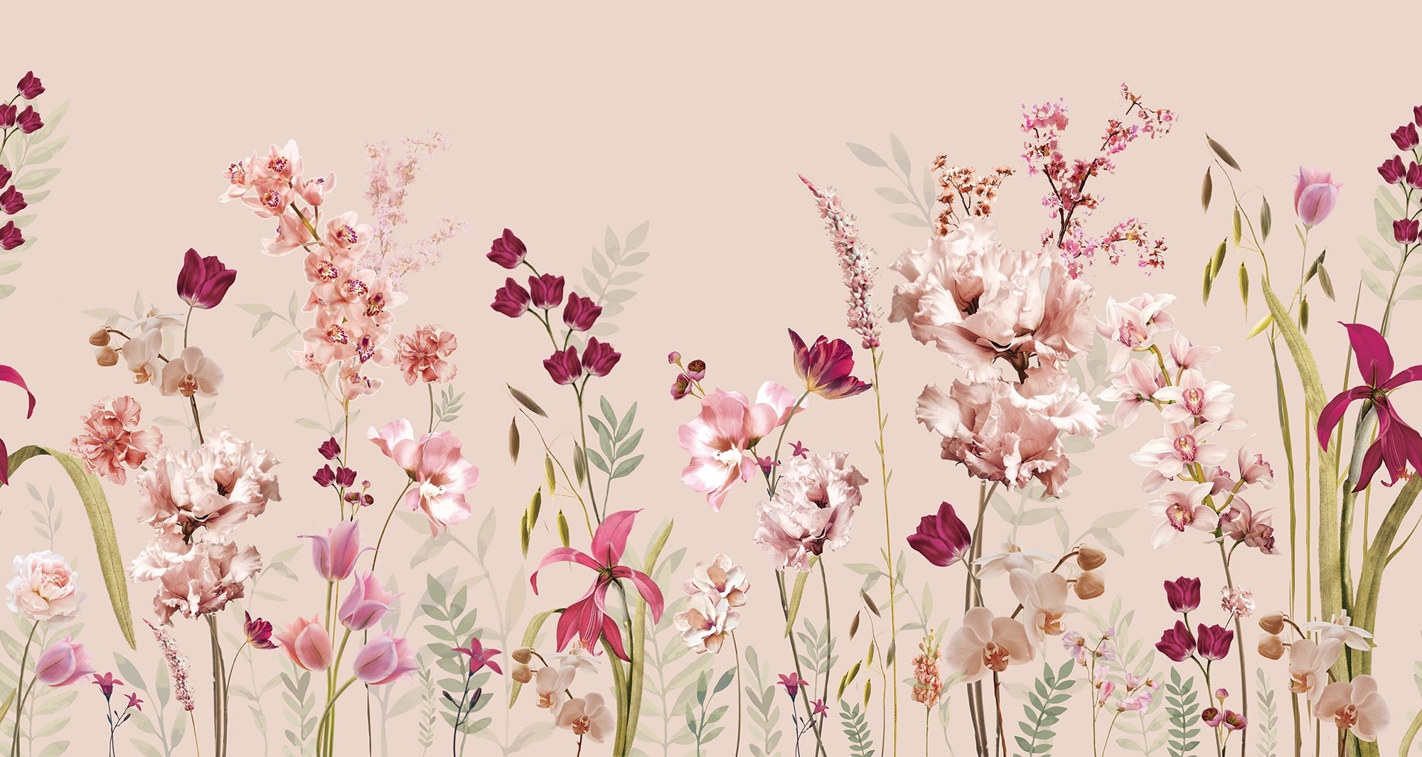 Floral Symphony Panoramic Wallpaper