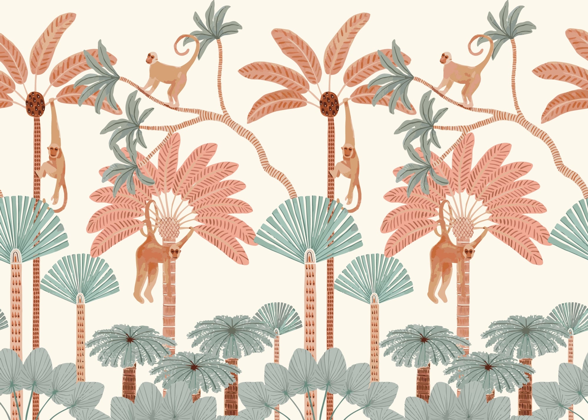 Papier Peint Singes sous les Palmiers Tropicaux