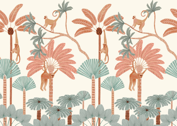 Papier Peint Singes sous les Palmiers Tropicaux