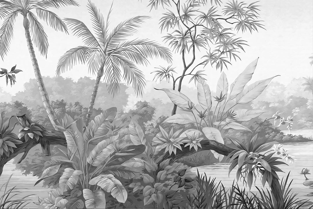 Papier peint Jungle Noir et Blanc tendance