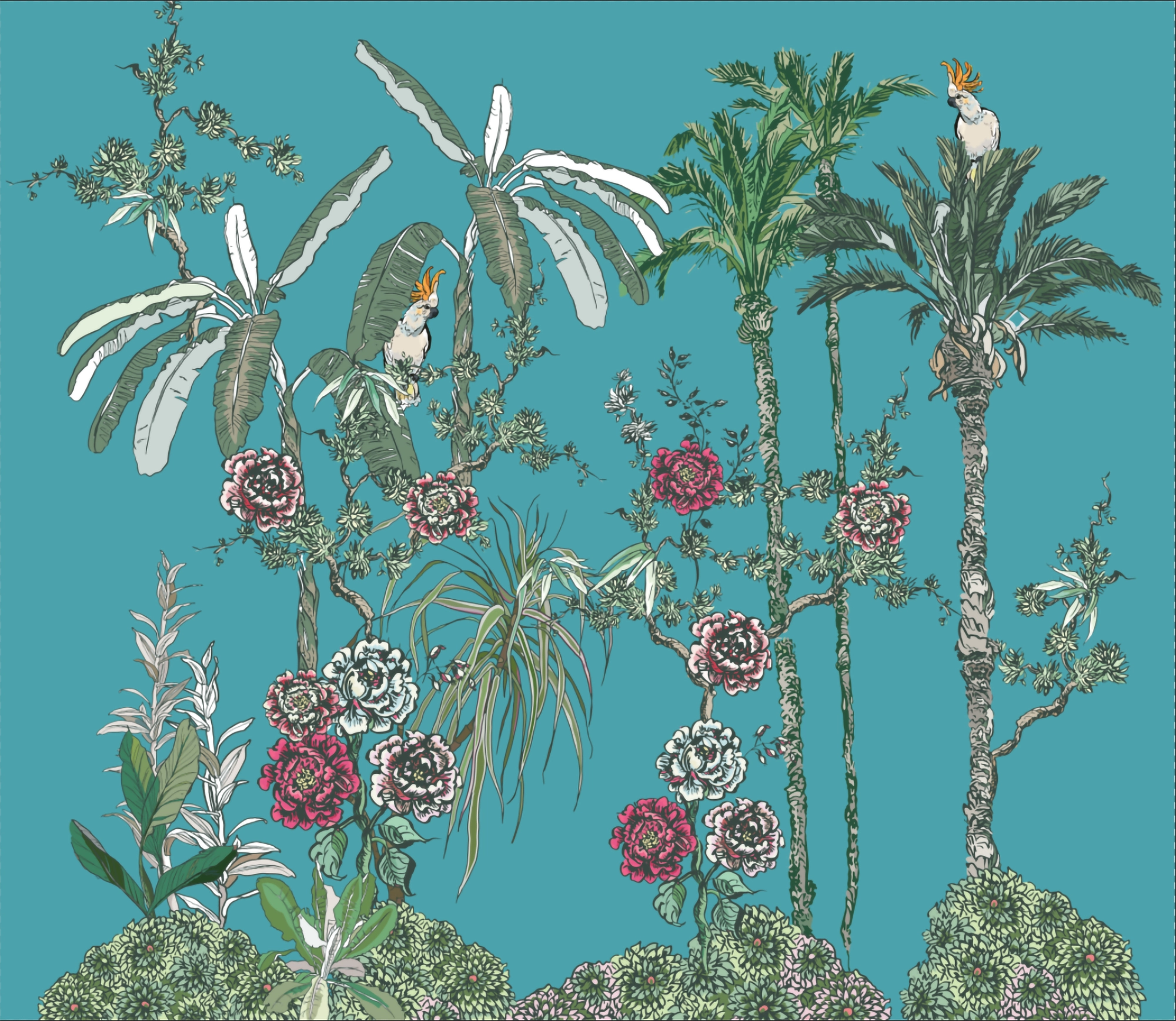 Papier peint Perroquet Blue Jungle