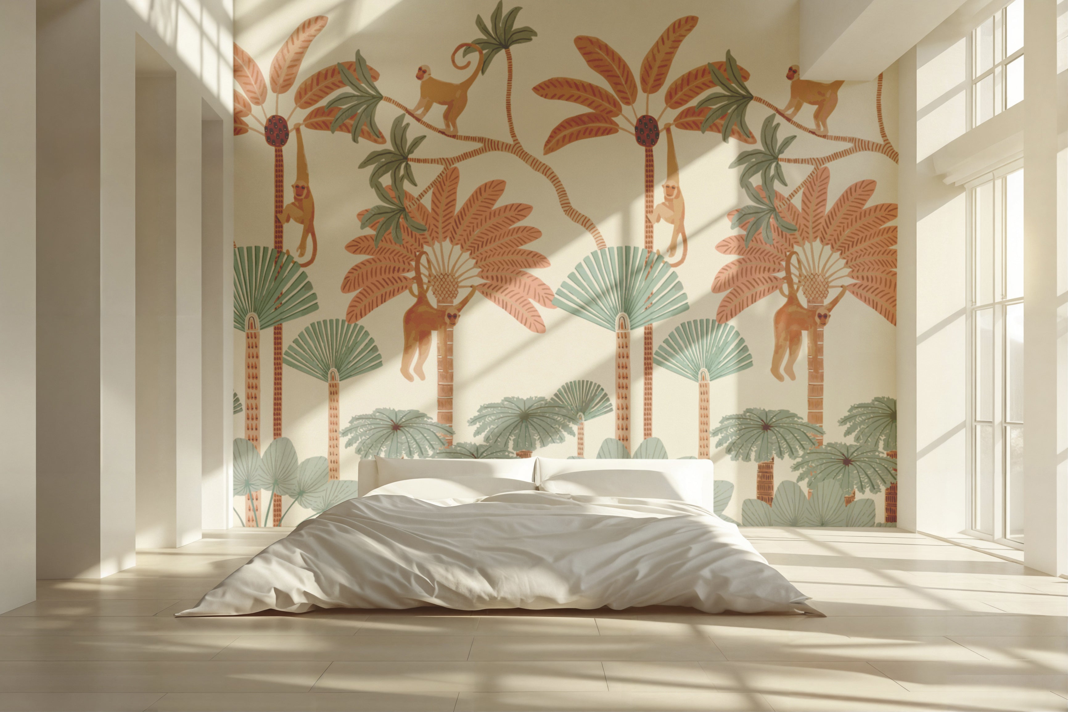 Papier Peint Singes sous les Palmiers Tropicaux