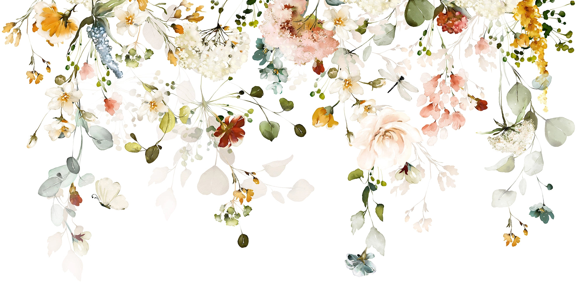 Watercolor white flowers wallpaper