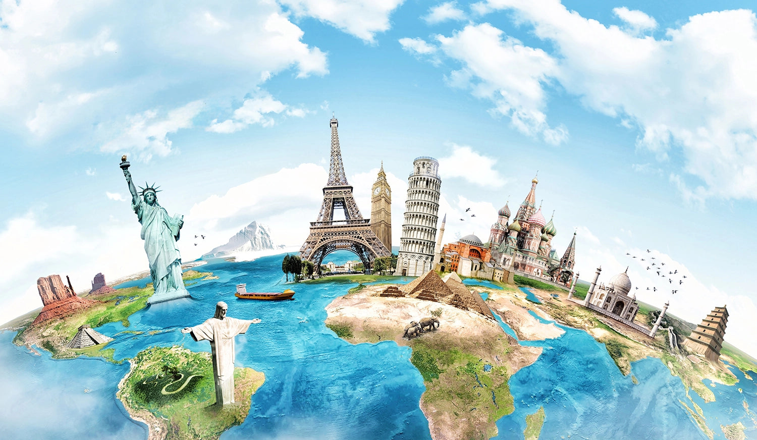 Panoramic wallpaper famous monuments