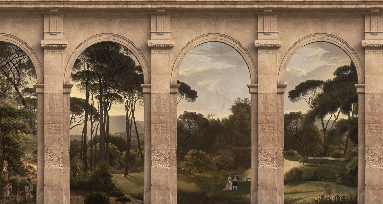 Papier peint trompe l'oeil paysage italien Paesaggio