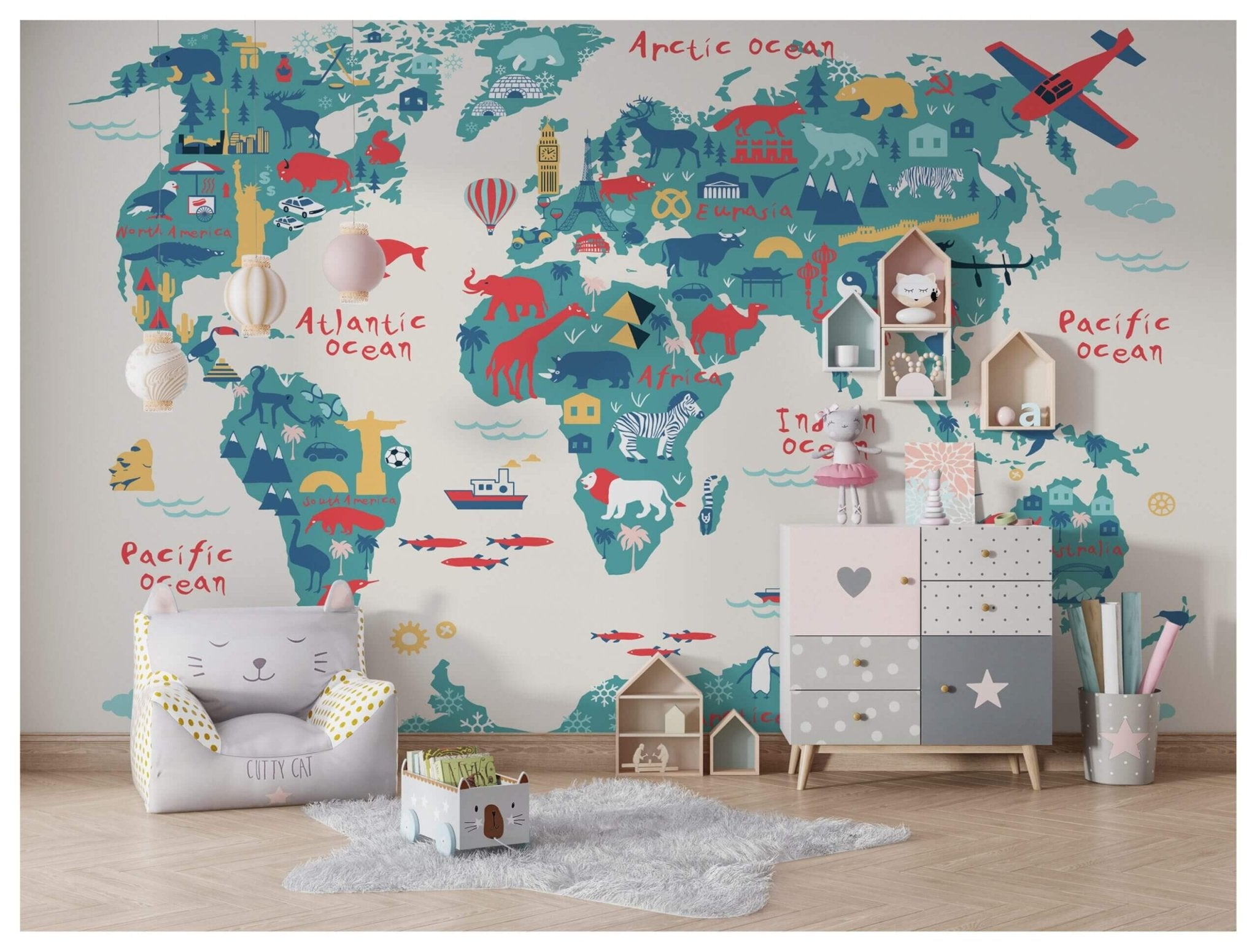 Décor mural carte chambre enfant livraison offerte - Kam & Leon