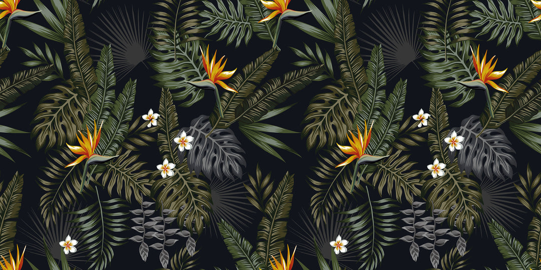 Design mural panoramique feuille exotique