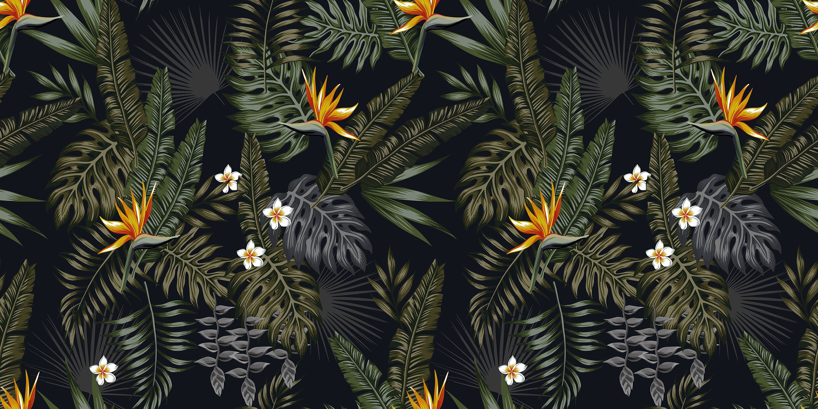 Design mural panoramique feuille exotique