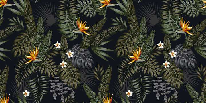 Design mural panoramique feuille exotique