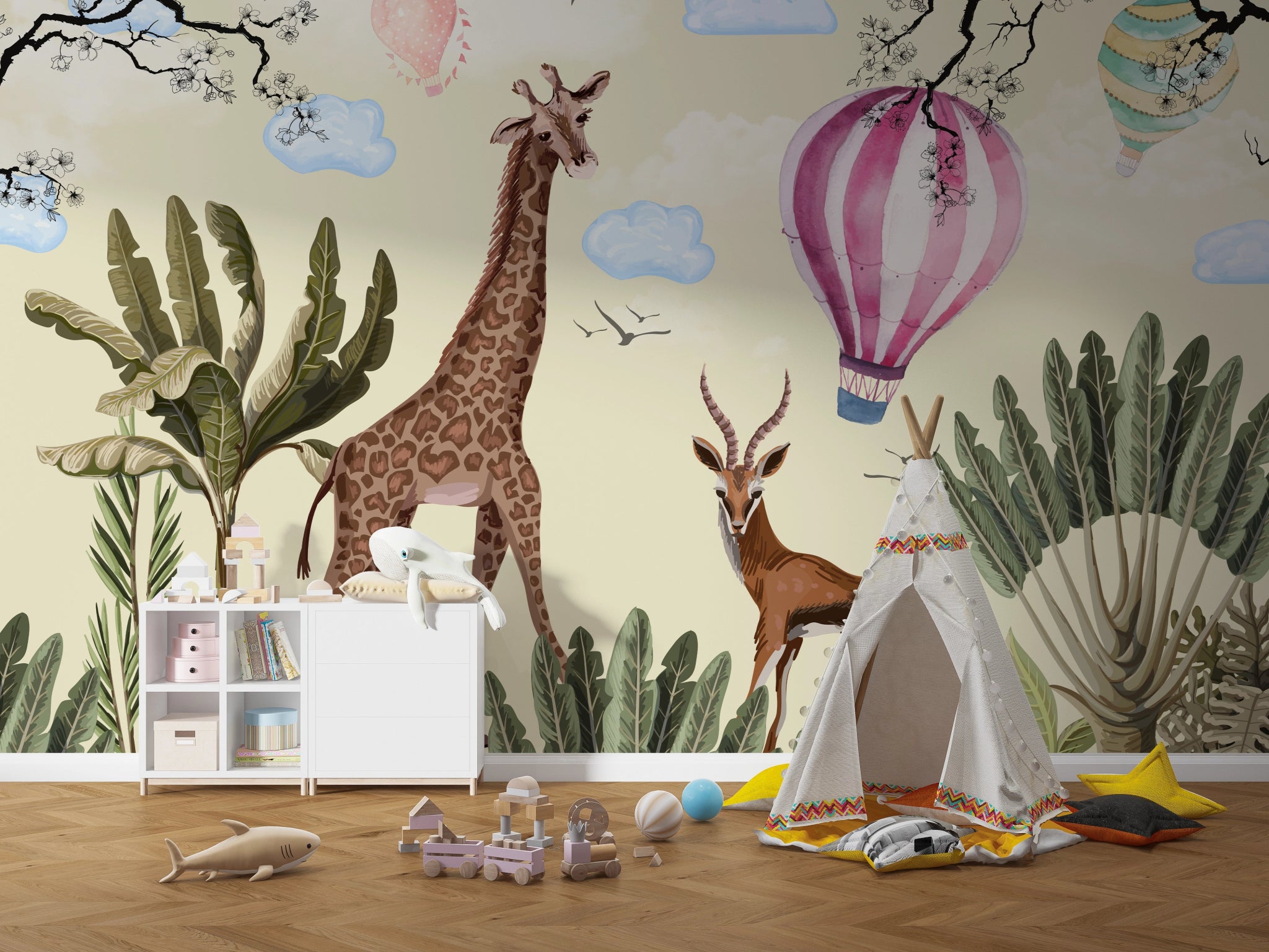 Fresque murale animaux dans la jungle