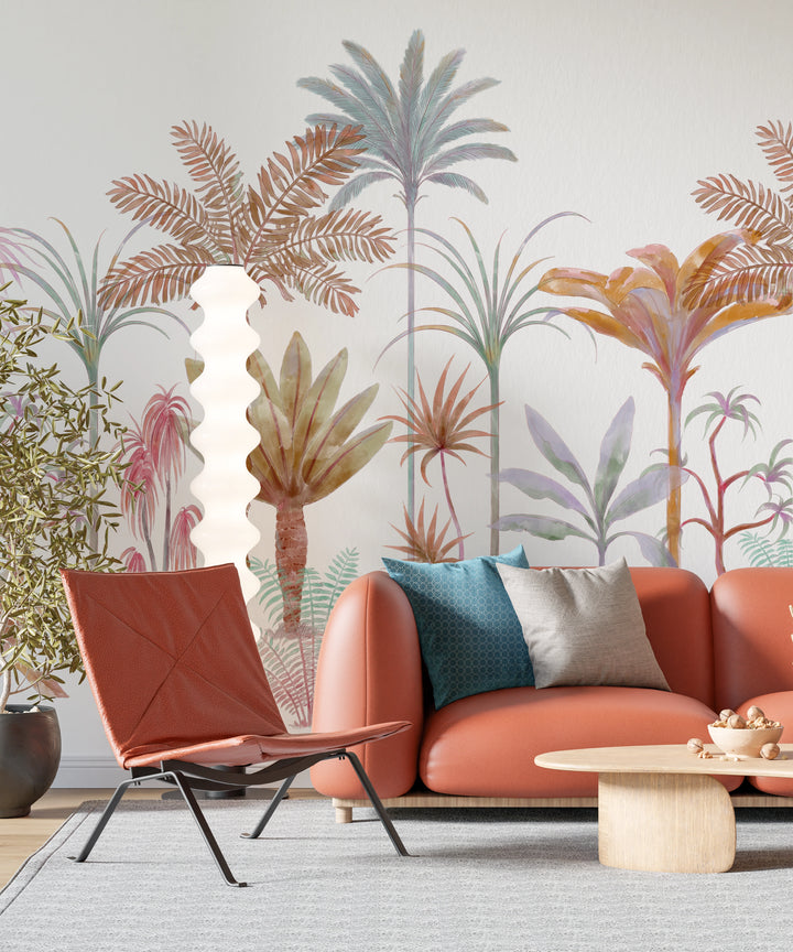 Fresque murale arbres tropicaux