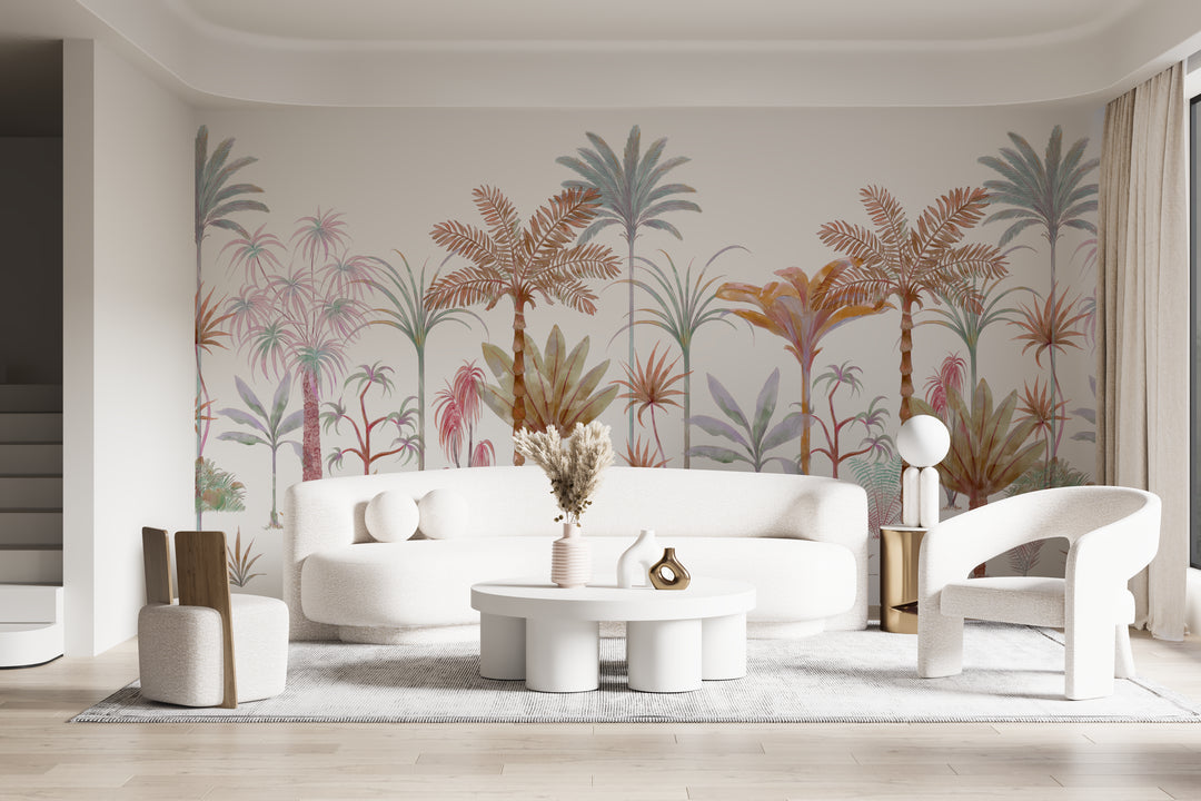 Fresque murale arbres tropicaux