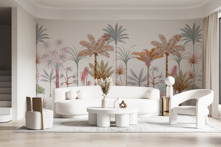 Fresque murale arbres tropicaux