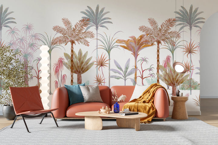 Fresque murale arbres tropicaux