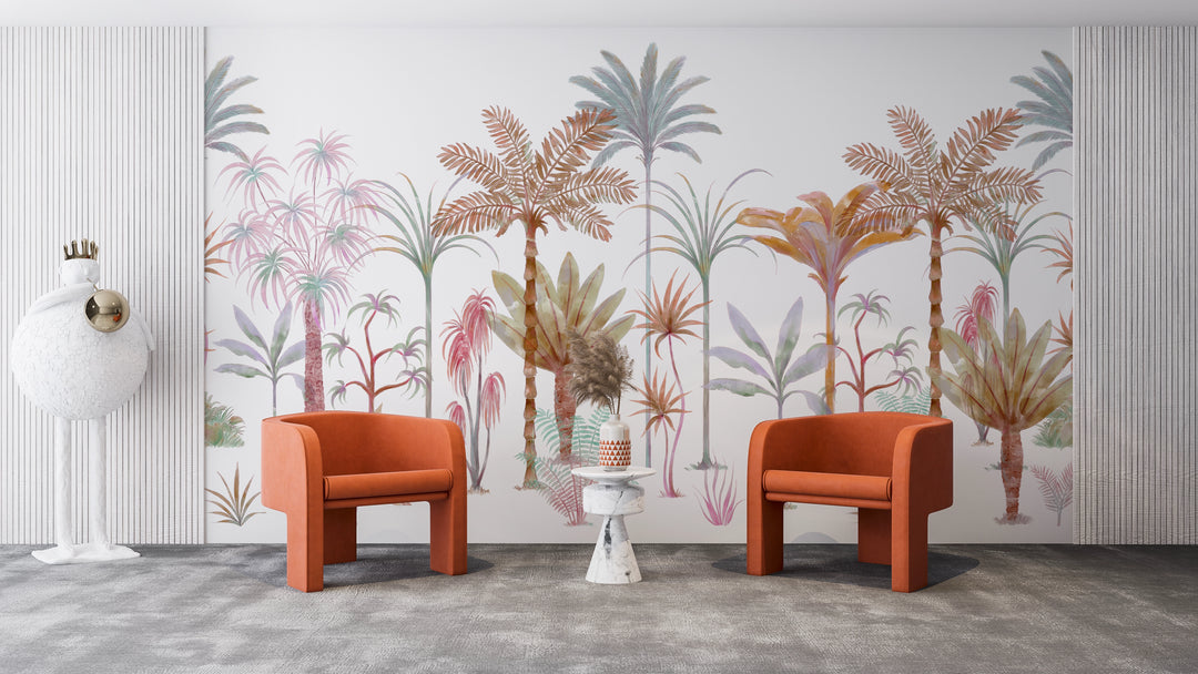Fresque murale arbres tropicaux