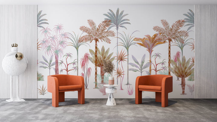 Fresque murale arbres tropicaux