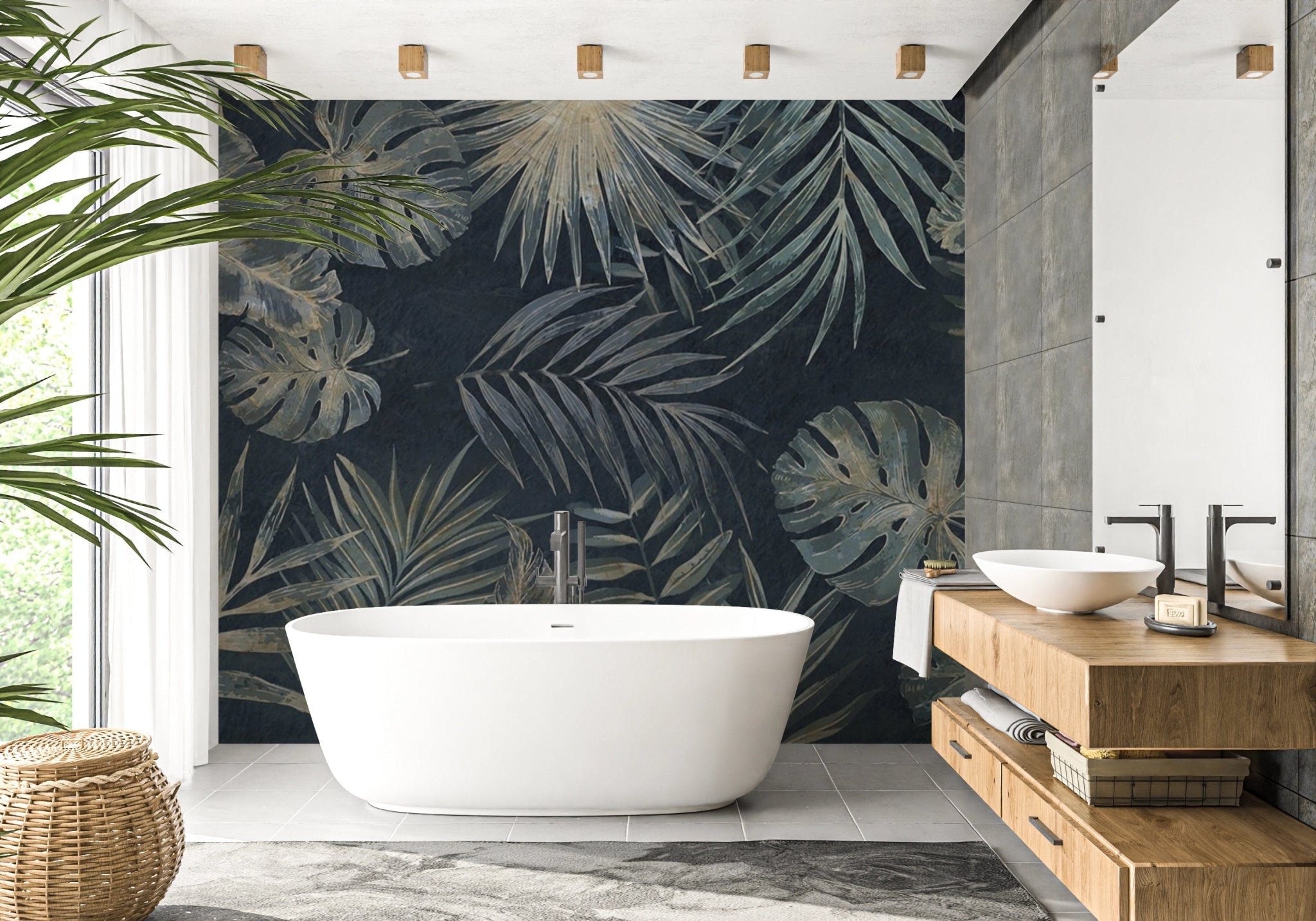 Tropical leaf wall mural