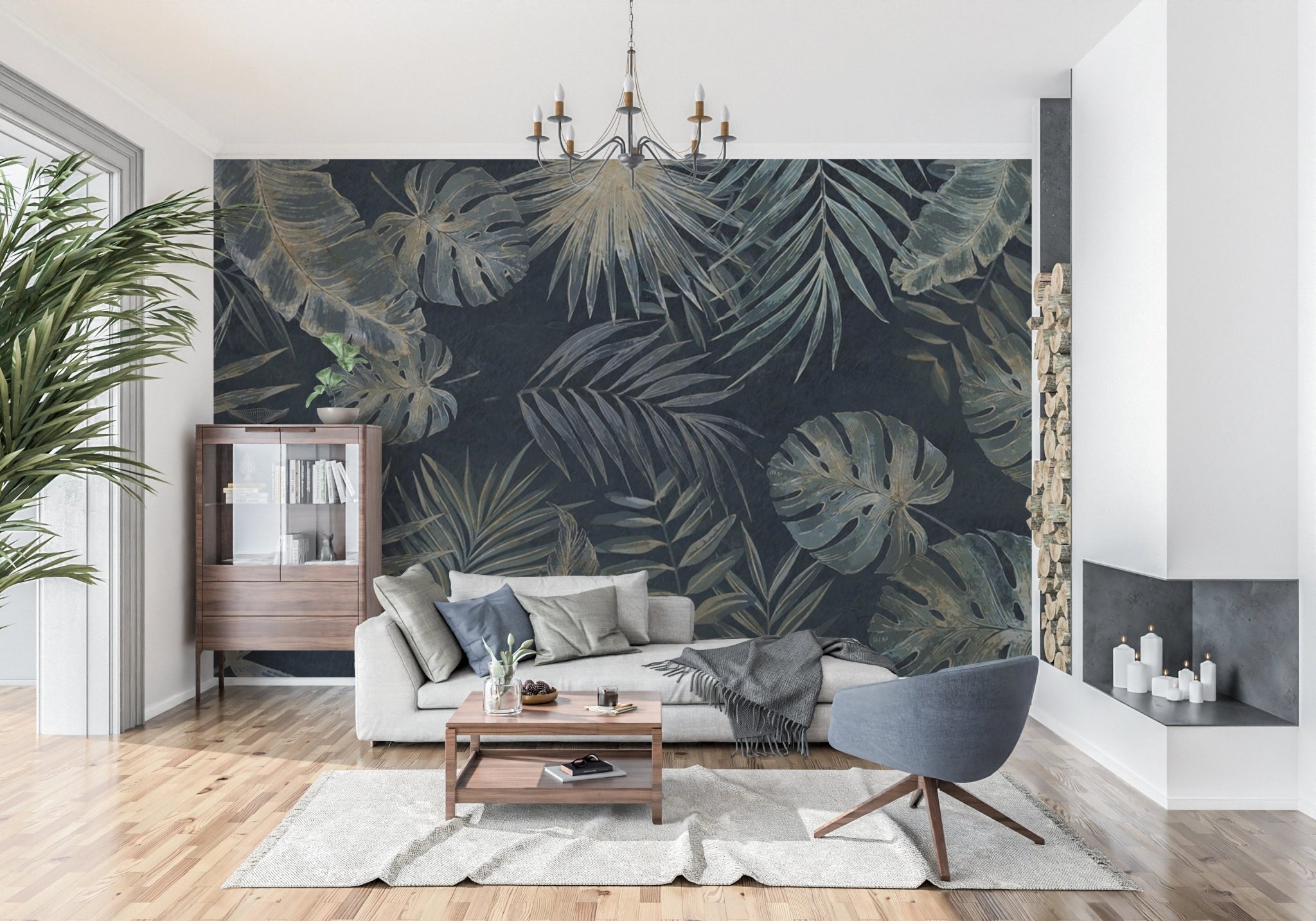 Tropical leaf wall mural