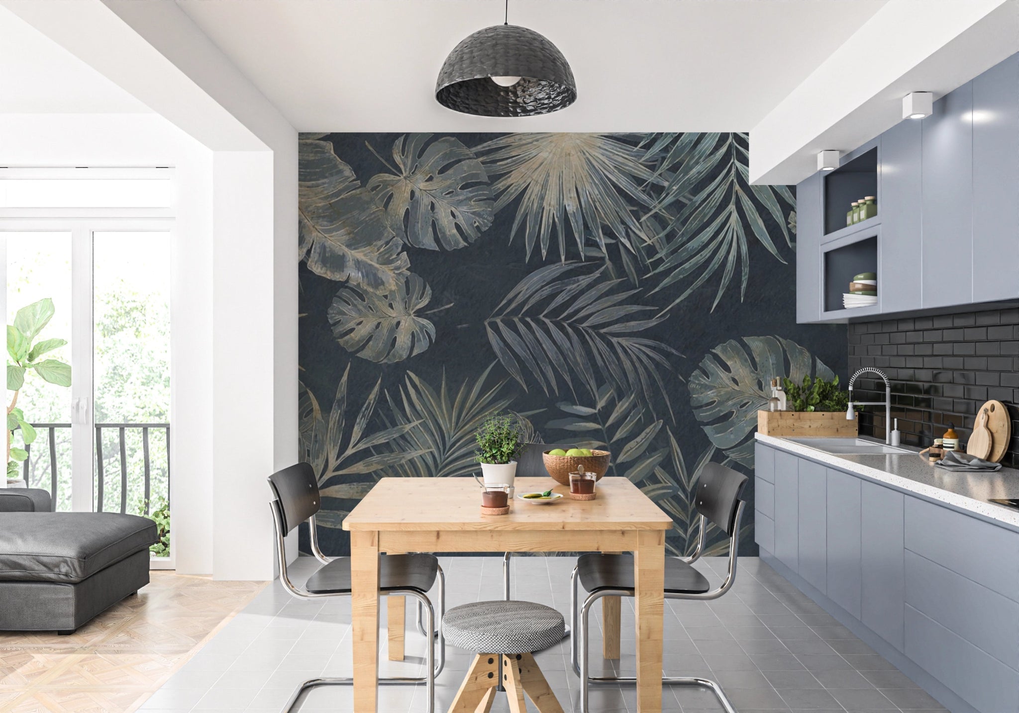 Tropical leaf wall mural