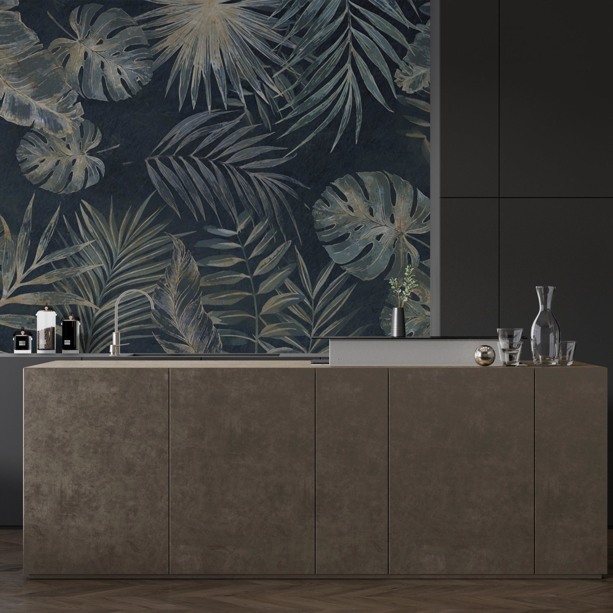 Tropical leaf wall mural