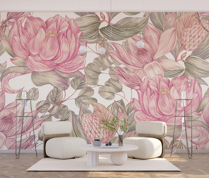 Pink flower mural