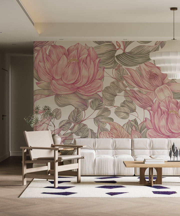 Pink flower mural