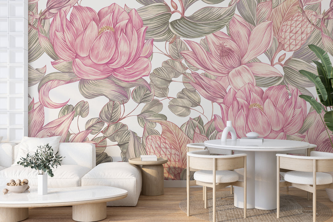 Pink flower mural