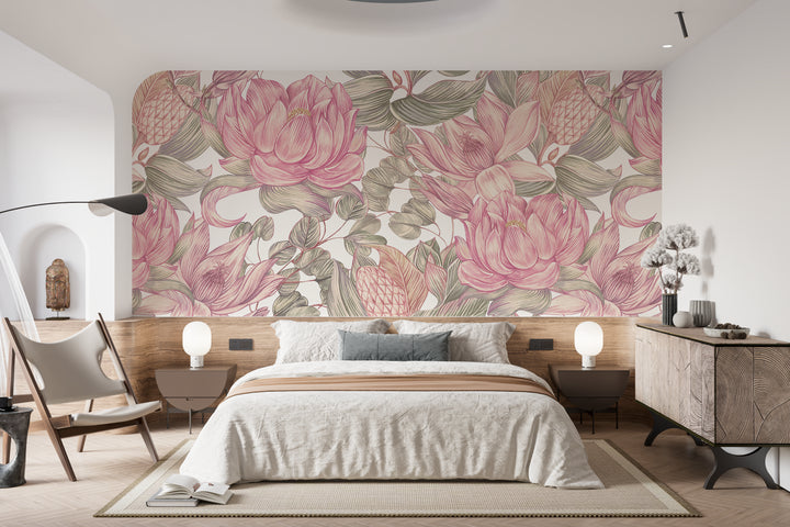 Pink flower mural