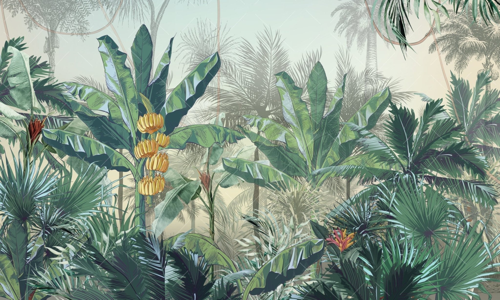 Papier peint panoramique forêt tropicale livraison offerte - Kam & Leon