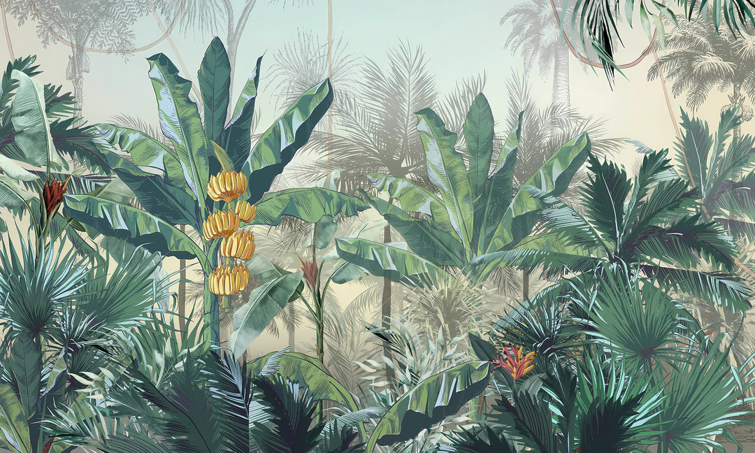Fresco de pared de bosque tropical