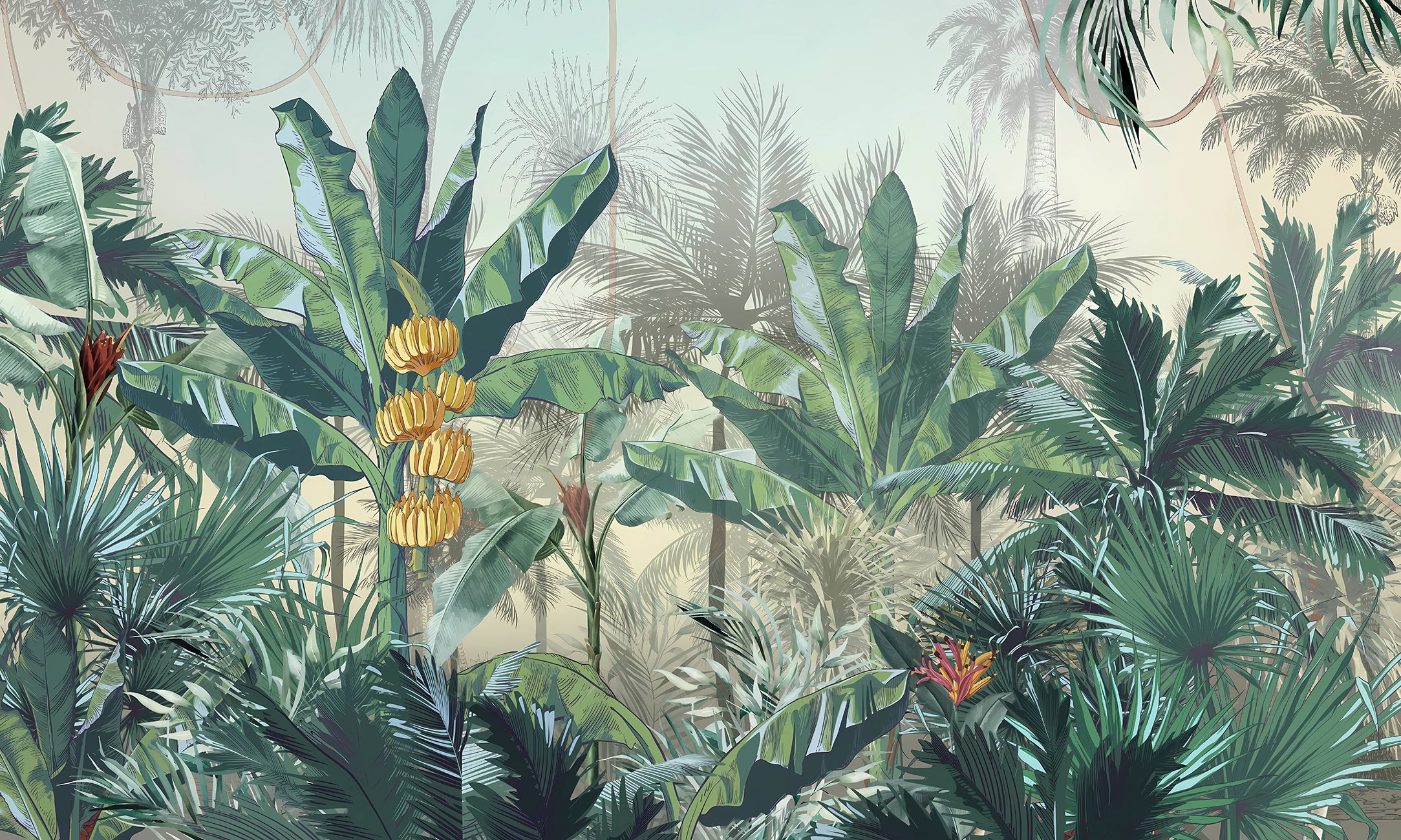 Fresco de pared de bosque tropical