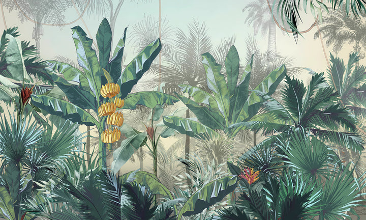 Fresco de pared de bosque tropical