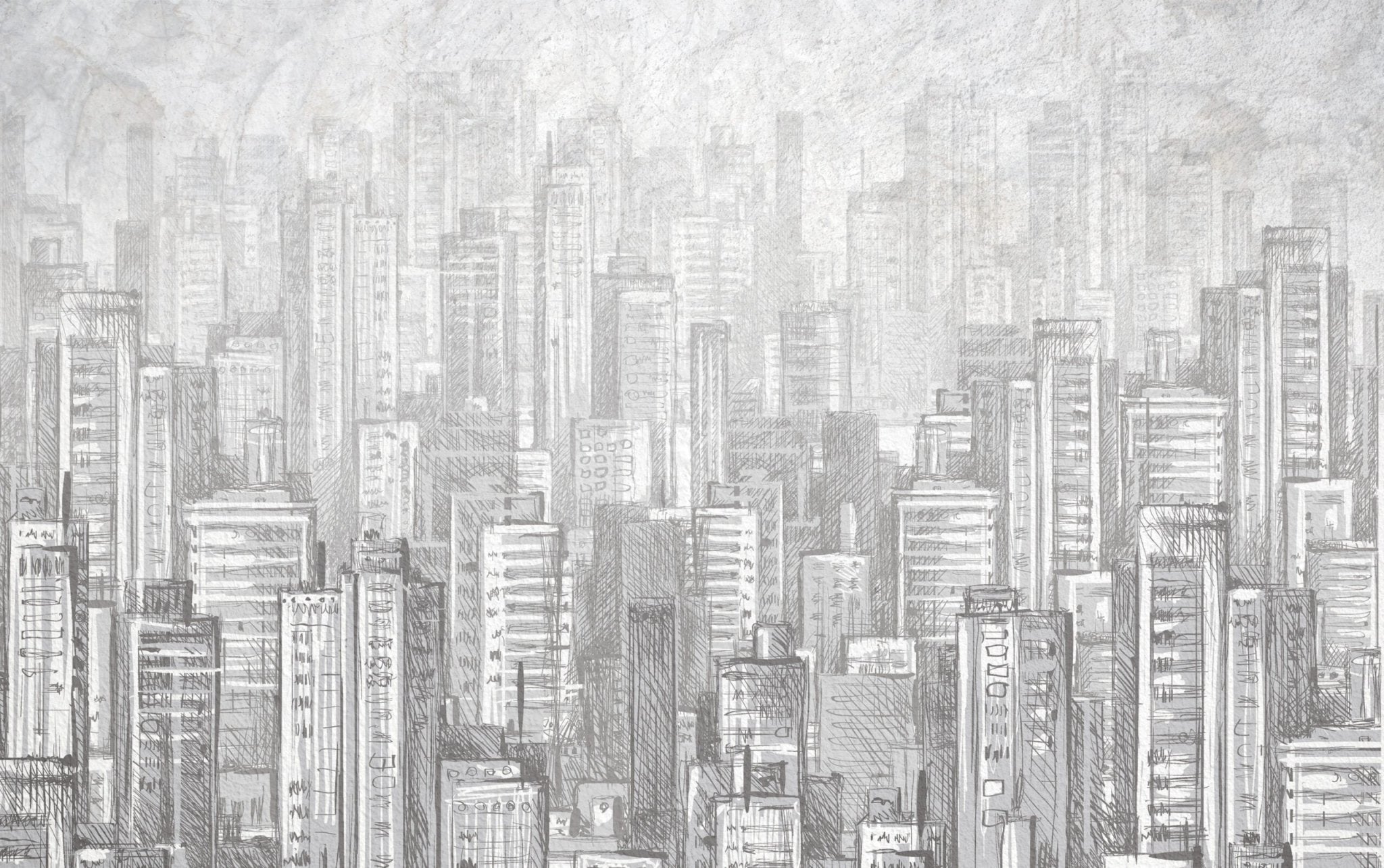 Fresque murale grattes ciel noir et blanc
