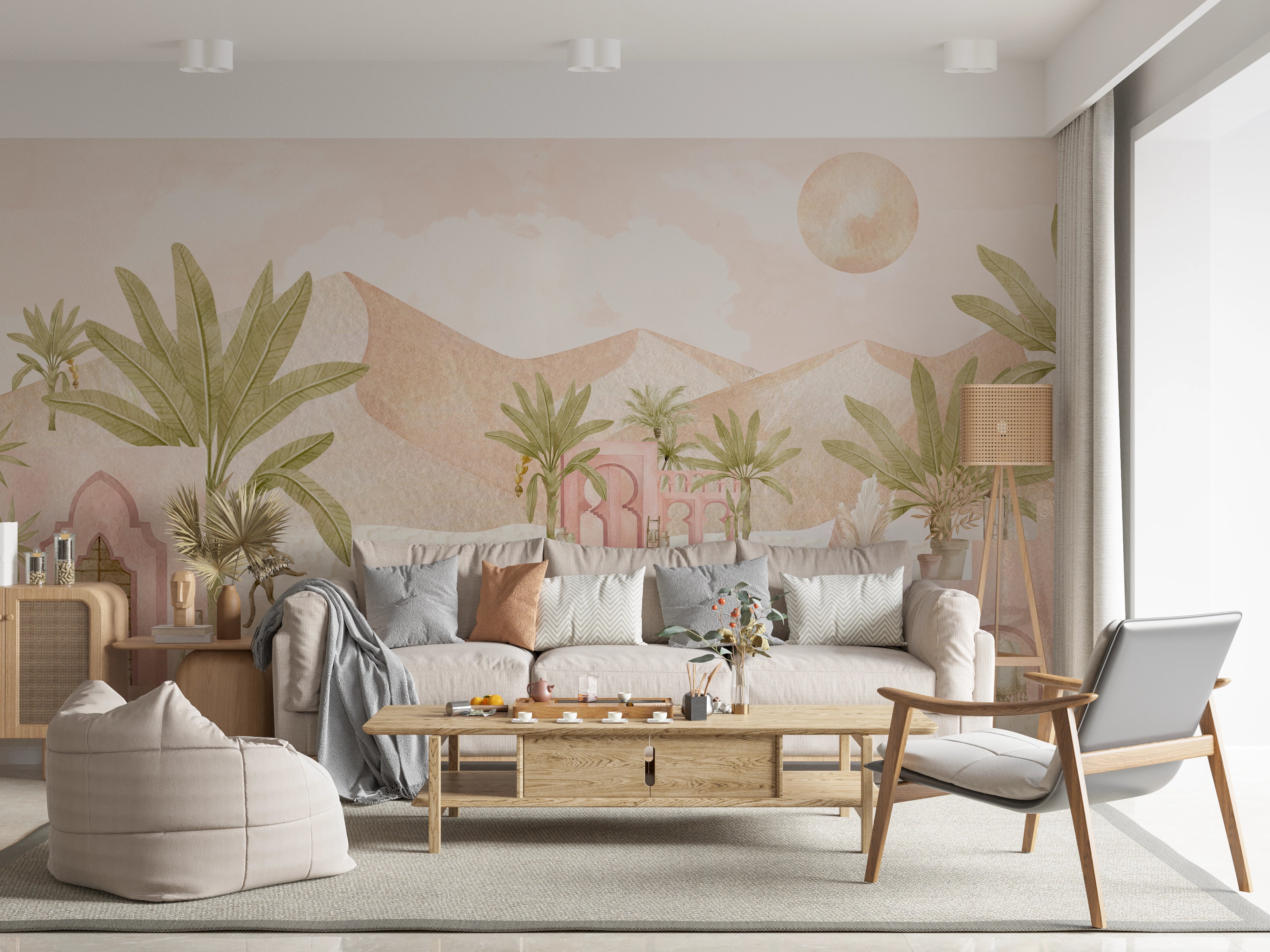 Fresque Murale Oasis Rose