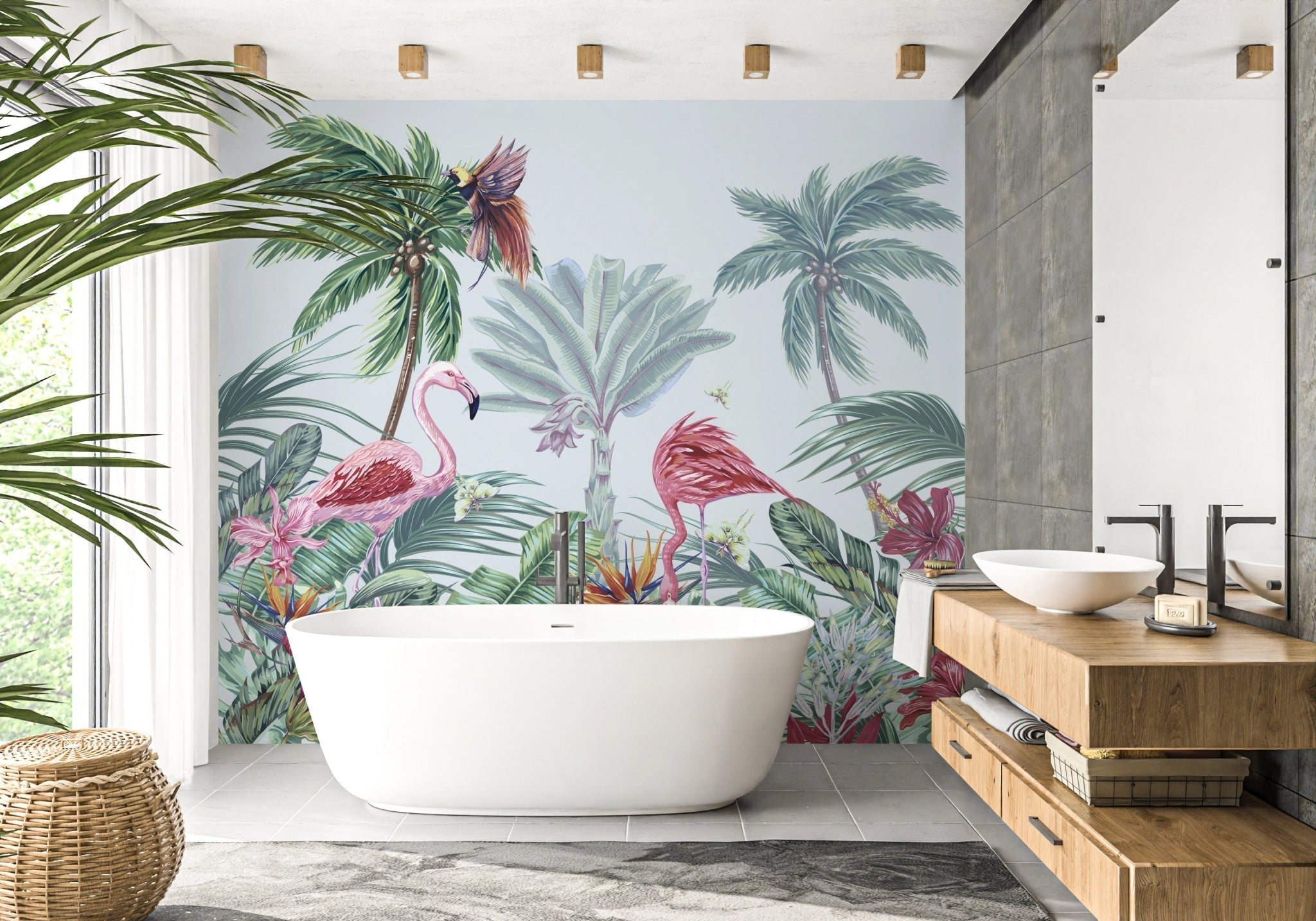 Panoramic mural with an exotic atmosphere 