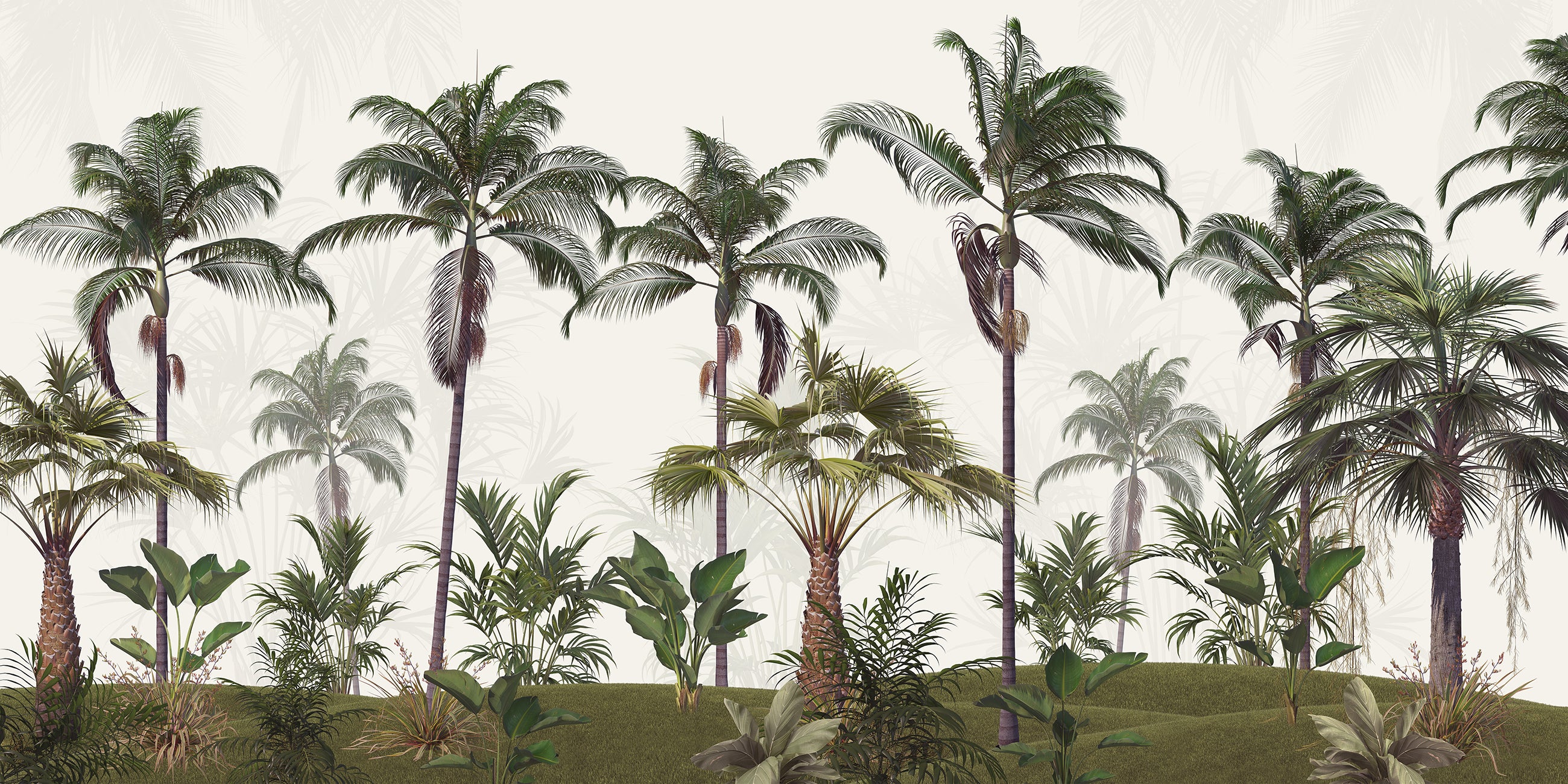 Bosque de palma fresco de pared panorámica