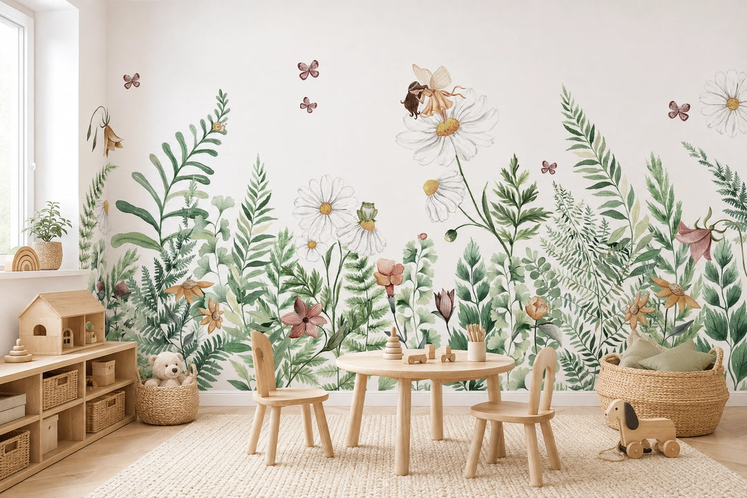 Papier peint sur mesure Jardin des Fées et Marguerites