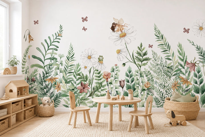 Papier peint sur mesure Jardin des Fées et Marguerites