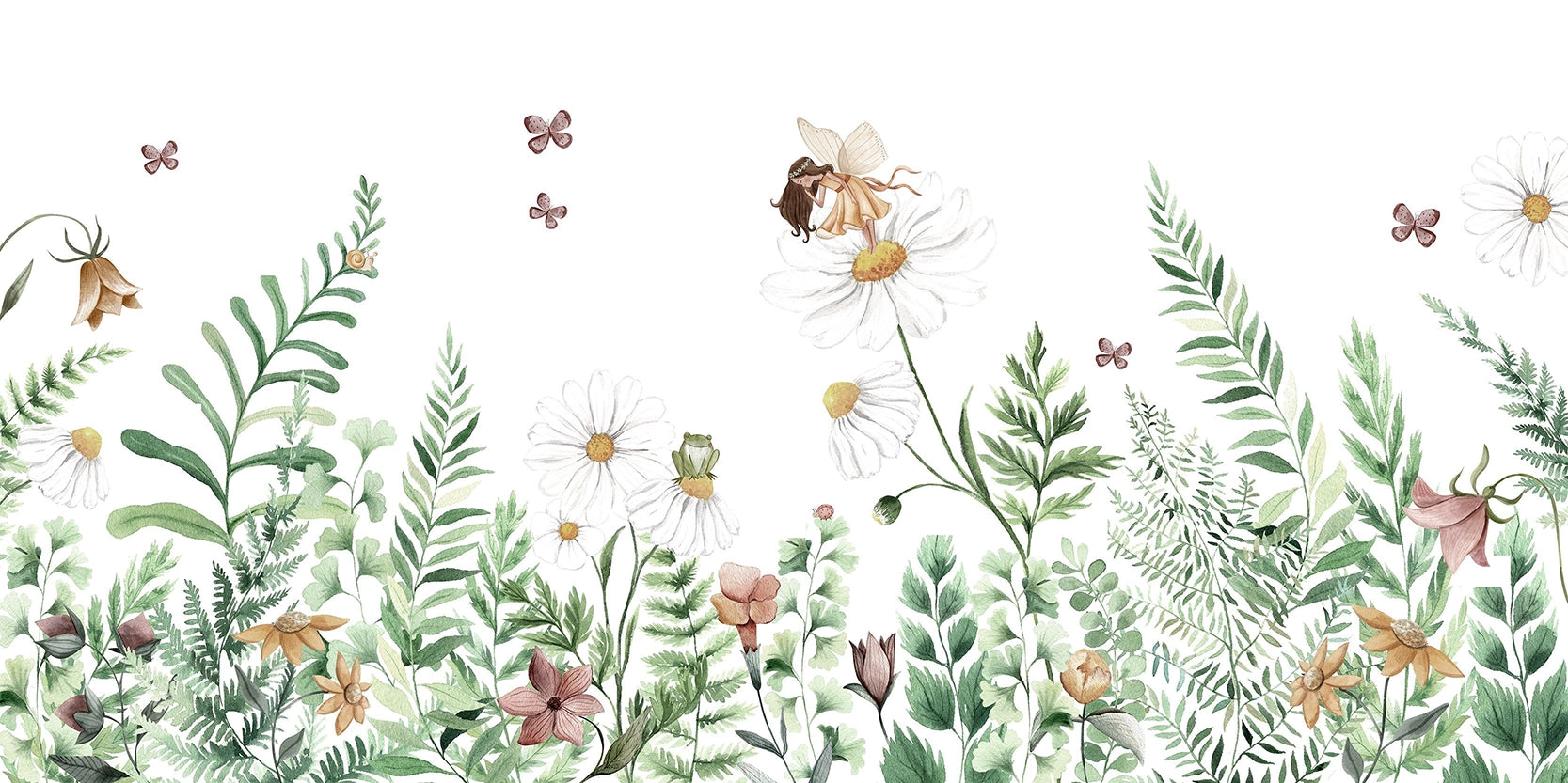 Papier peint sur mesure Jardin des Fées et Marguerites
