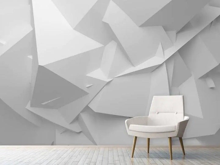 Papier peint 3D abstrait blanc Kam & Leon