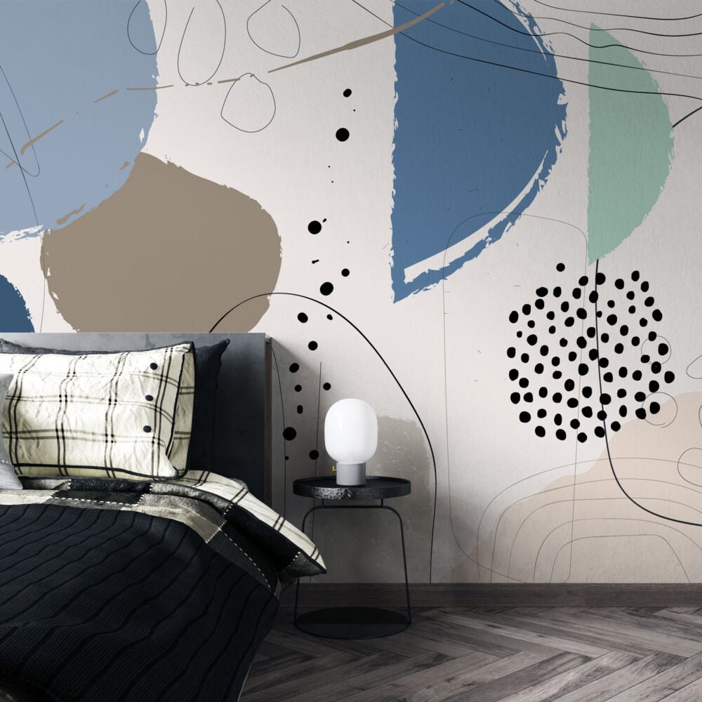 Papier peint abstrait couleurs froides Kam & Leon