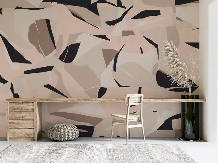 Abstract Wallpaper Fragments Sand & Black 