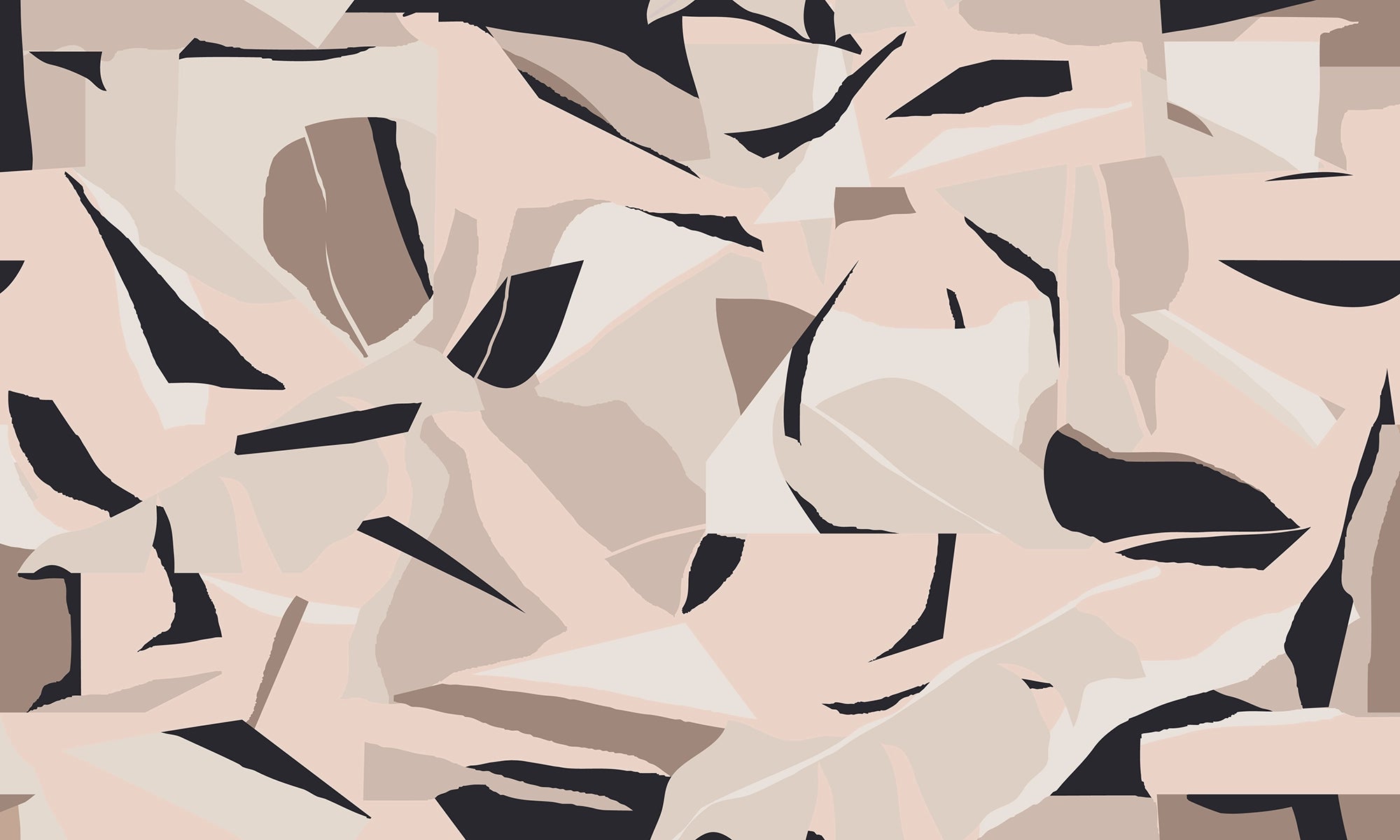 Abstract Wallpaper Fragments Sand & Black 