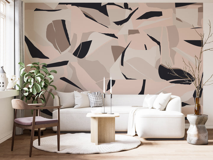 Abstract Wallpaper Fragments Sand & Black 